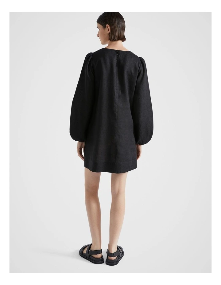 Core Linen Mini Dress in Black