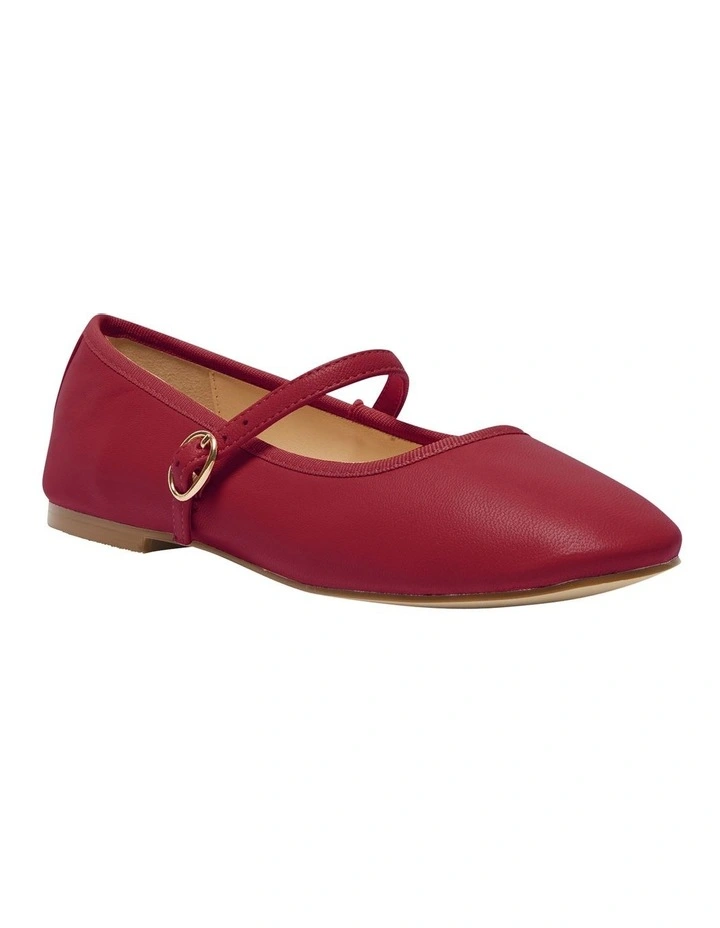 Molly Flat Shoes in Red Leather
