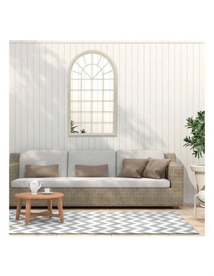 Dome Large Arch Iron Indoor Outdoor Mirror Antique White