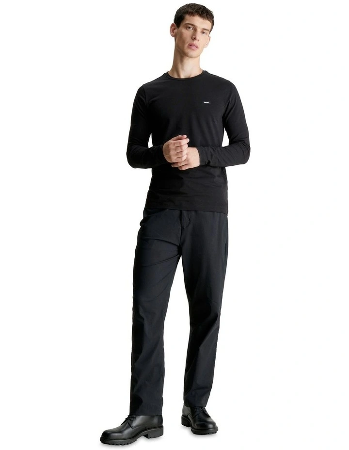 Stretch Slim Fit Long Sleeve T-shirt in Black