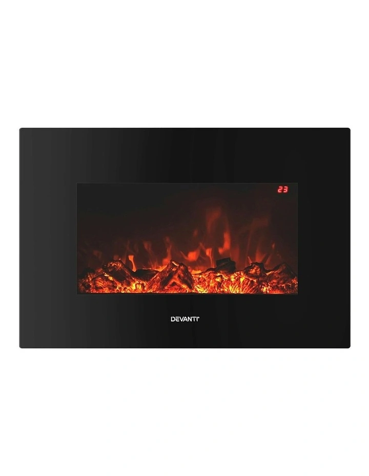 2000W Electric Fire Heater in Black