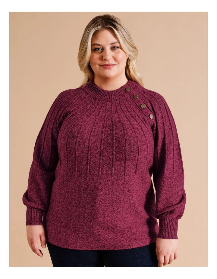 Rib Detail Circular Knit Jumper In Merlo