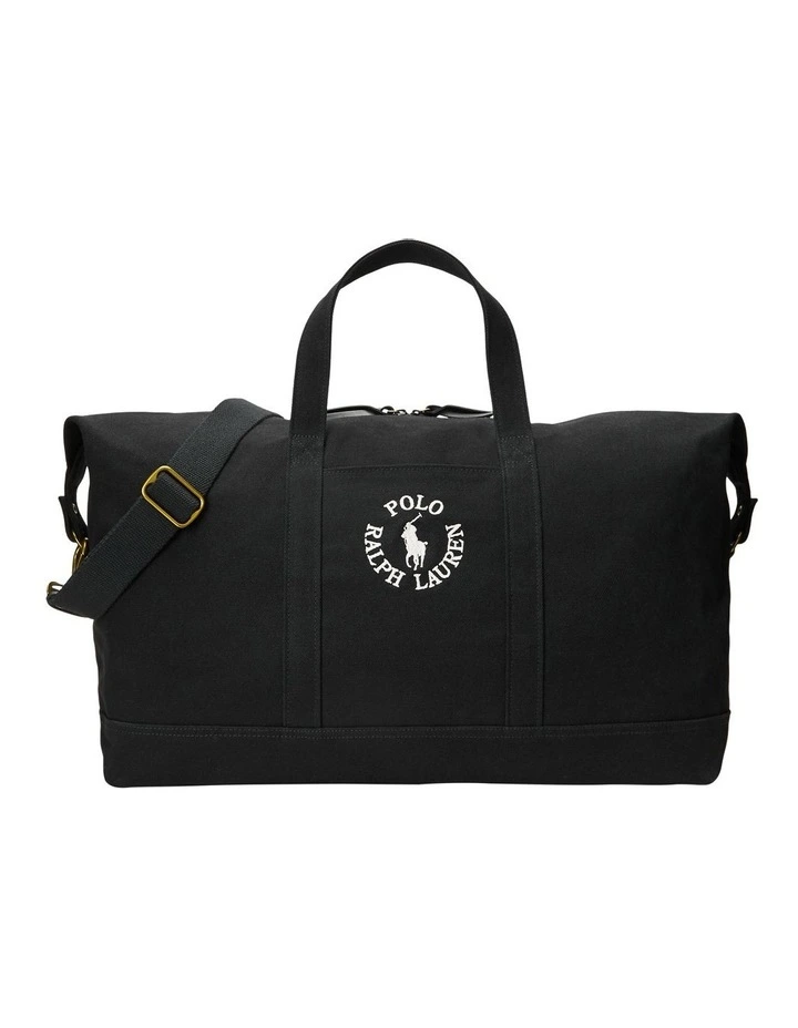 Logo-Embroidered Canvas Duffel in Black