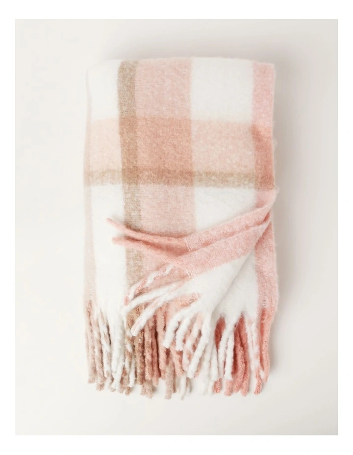 Mohair Check Throw in Pink