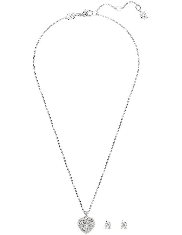 Hyperbola Set Heart Rhodium Plated in White