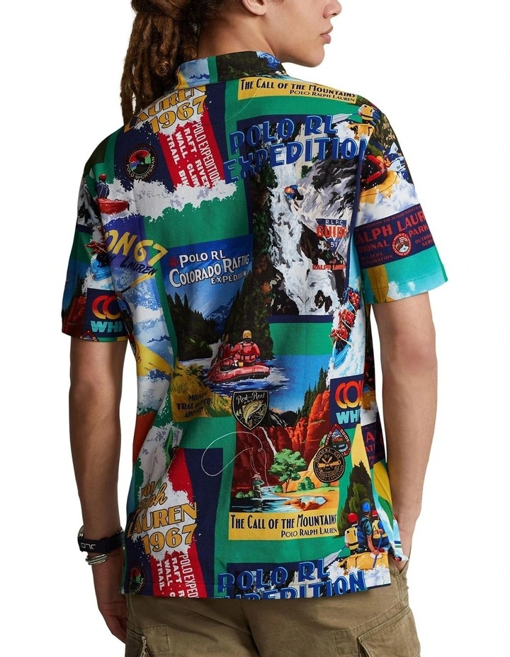 Classic Fit Kayak-Print Mesh Polo Shirt in Assorted