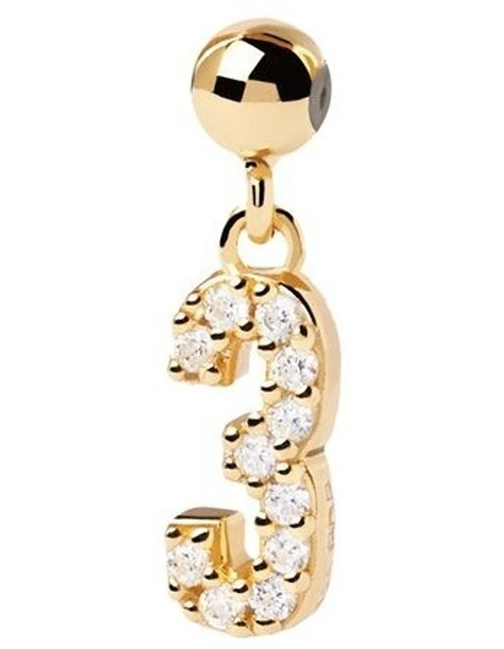 Number 3 Charm in Gold