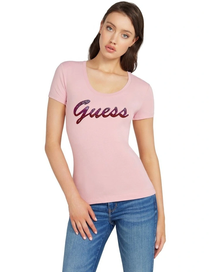 Short Sleeve Shiny Tee in Purple