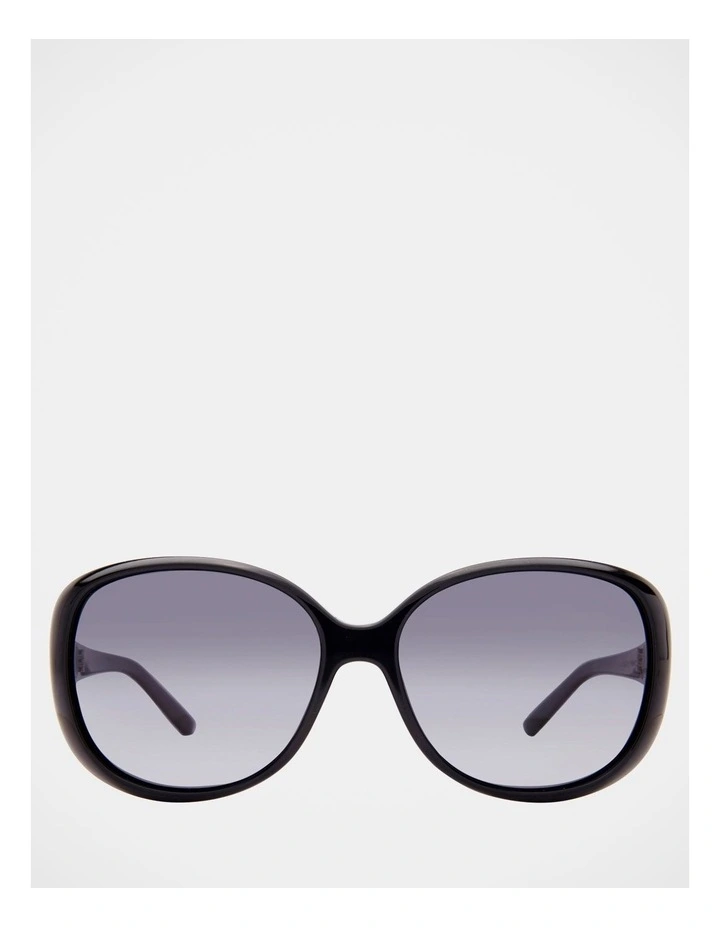 Ava Polarised Black Rectangle Sunglasses 383968
