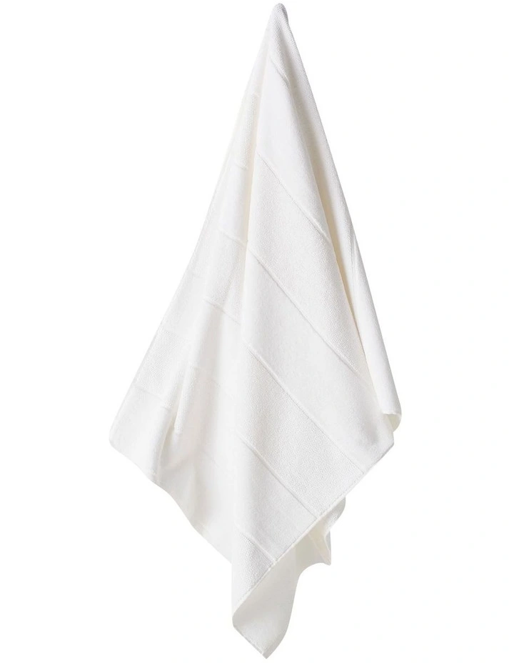 Velour Stripe Bath Towel Range White
