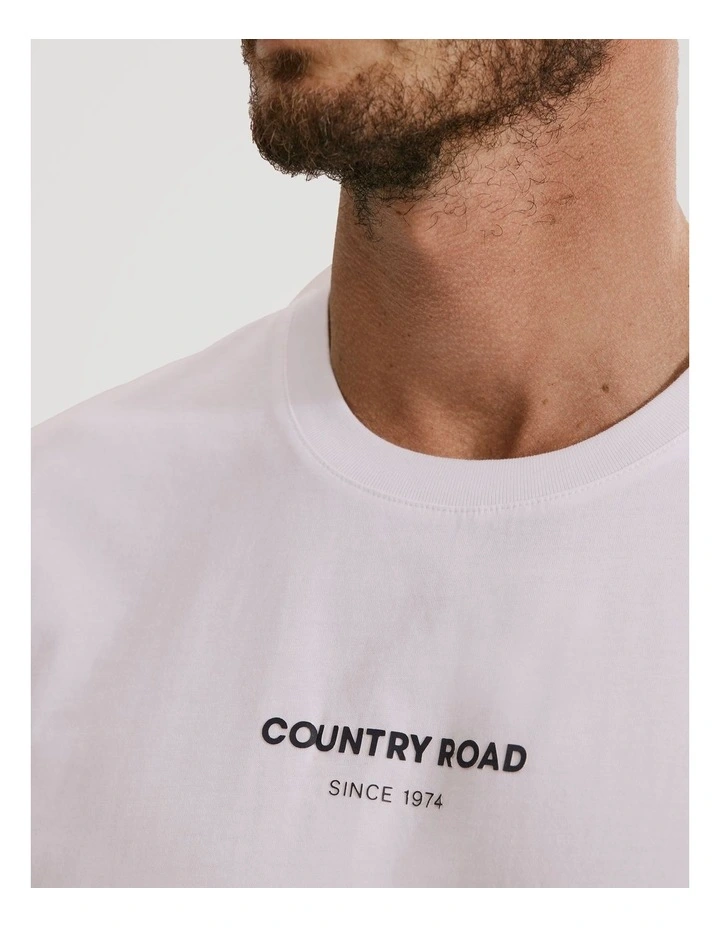 Australian Cotton Modern Logo T-shirt in White Multi