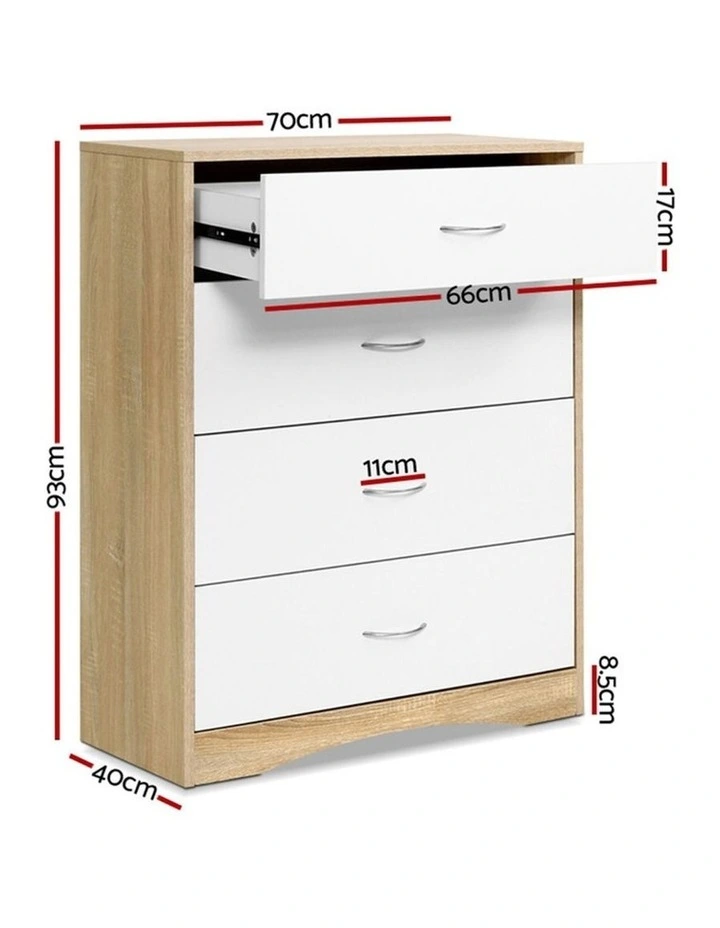 Chest of Drawers Tallboy Dresser Table Bedroom Storage White Wood Cabinet