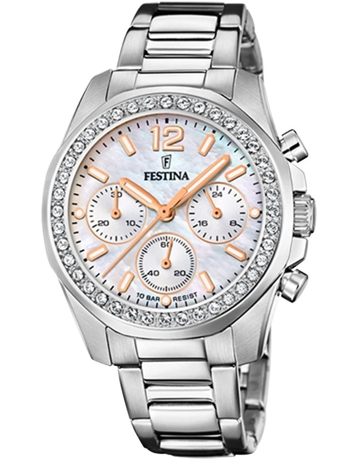 Chrono Stainless Steel Watch in Silver