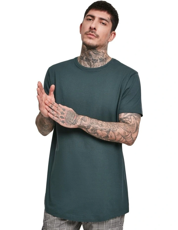 Shaped Long Tee in Bottle Green