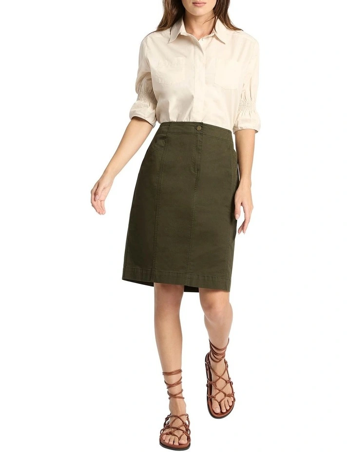Rhoda Utility Pencil Skirt in Green