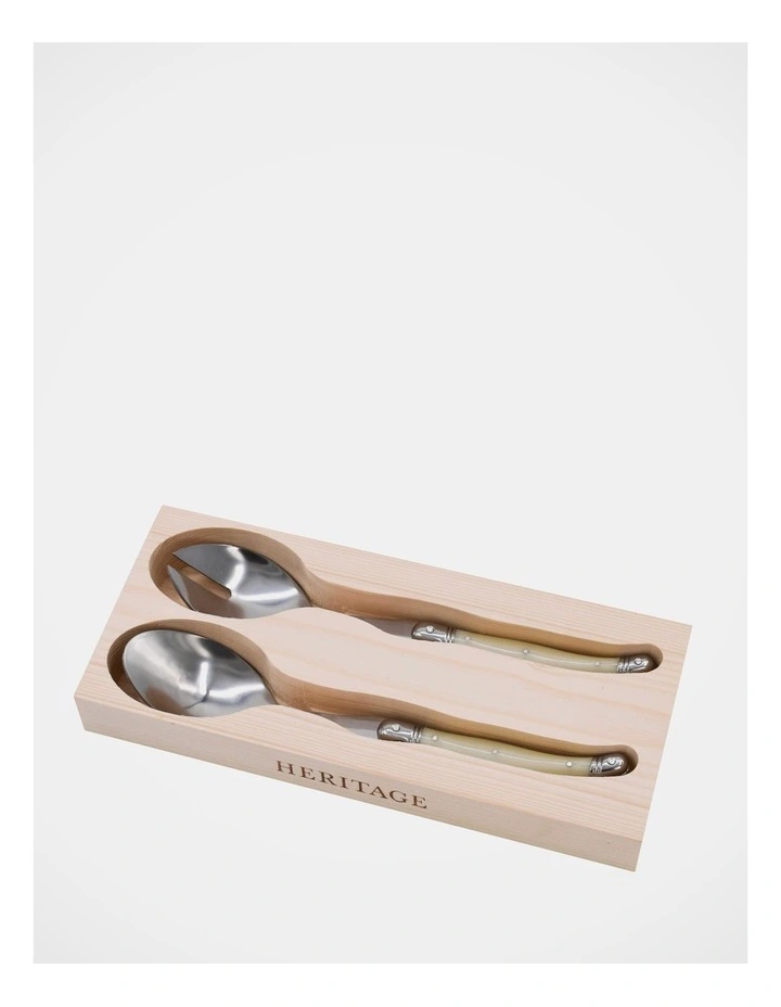 Laguiole 2 Piece Salad Spoon Set in Ivory