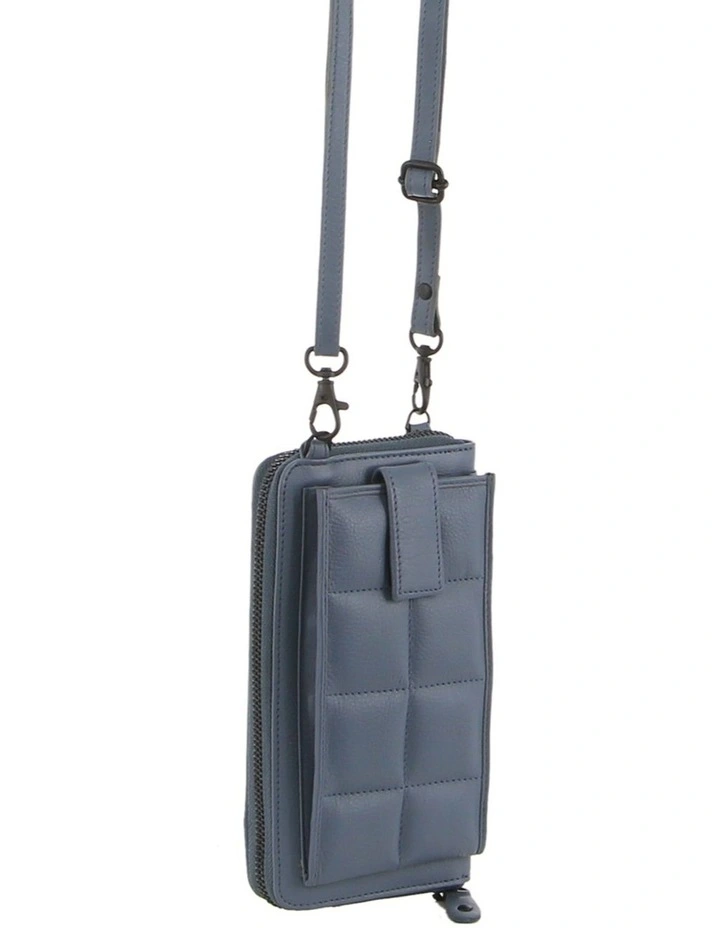 Quilted Leather Phone/Wallet Bag in Teal