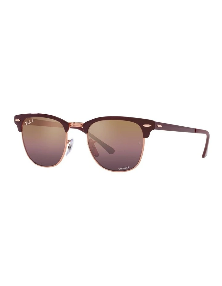 CLUBMASTER METAL Polarised Sunglasses In Bordeaux On Rose Gold