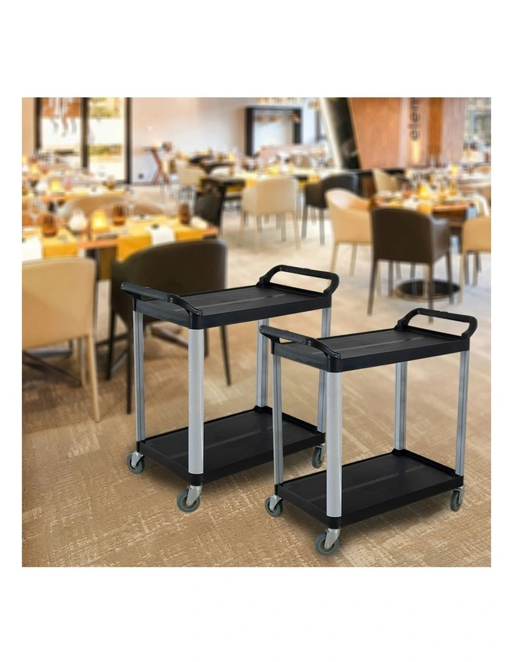 2 Tier Food Trolley Portable Kitchen Cart with Wheels 845x430x940mm in Black