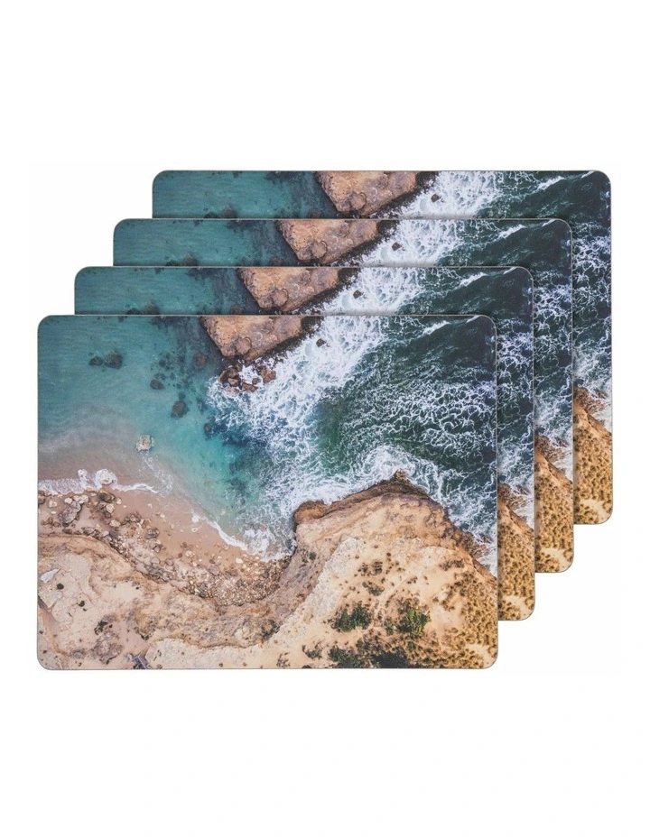 Rectangle Shoreline Hardboard Placement 4 Pack in Multi
