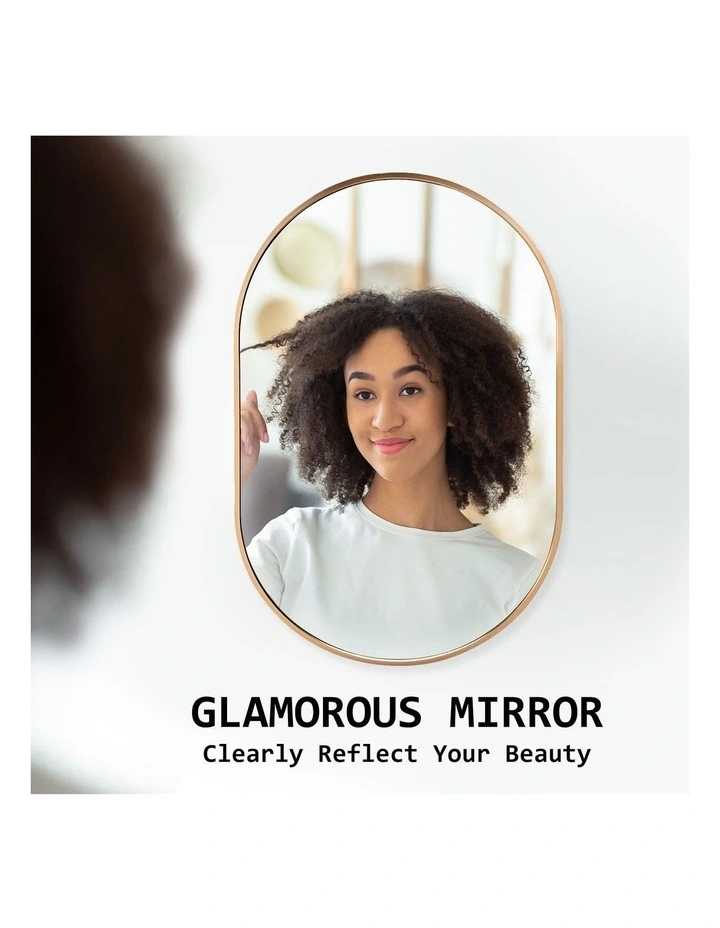 Bathroom Vanity Oval Aluminum Frame Makeup Wall Mirror 50x75cm in Gold
