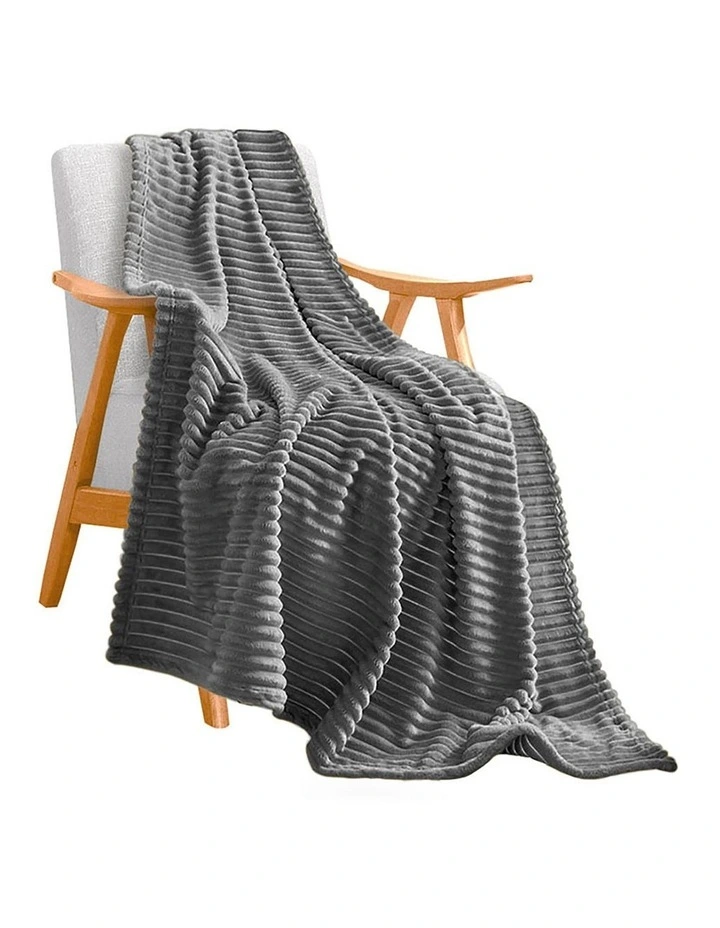 Stripped Pattern Warm Thin Throw Blanket in Grey