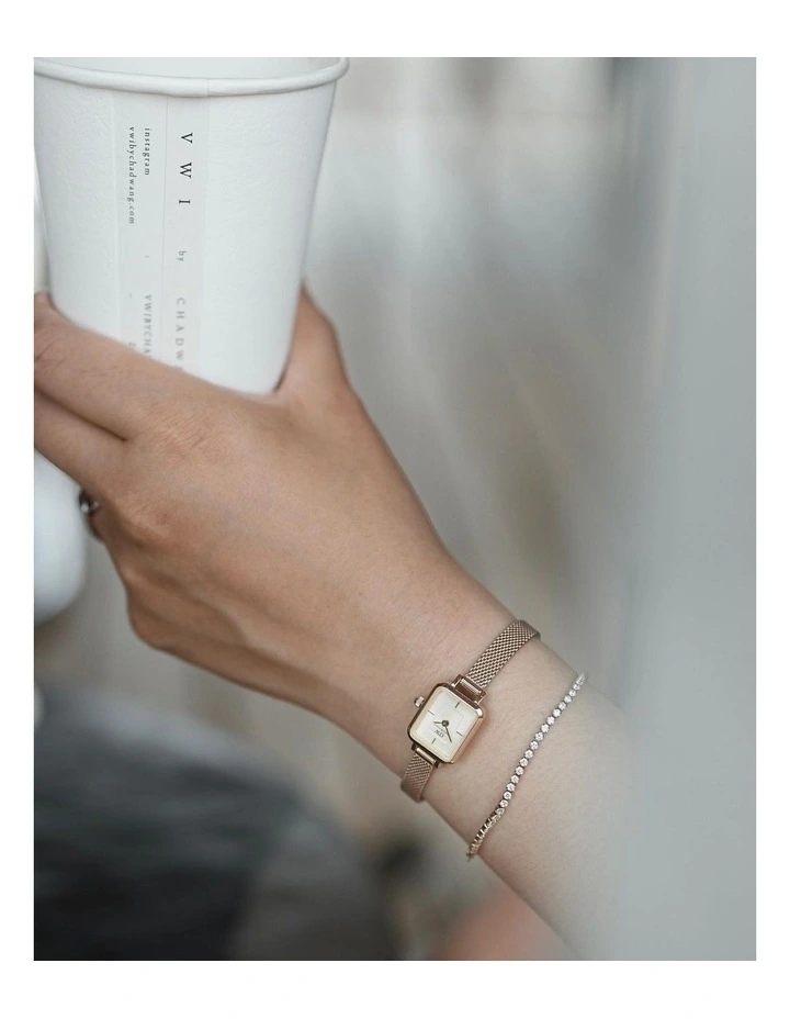 Quadro Mini Stainless Steel Watch in Rose Gold