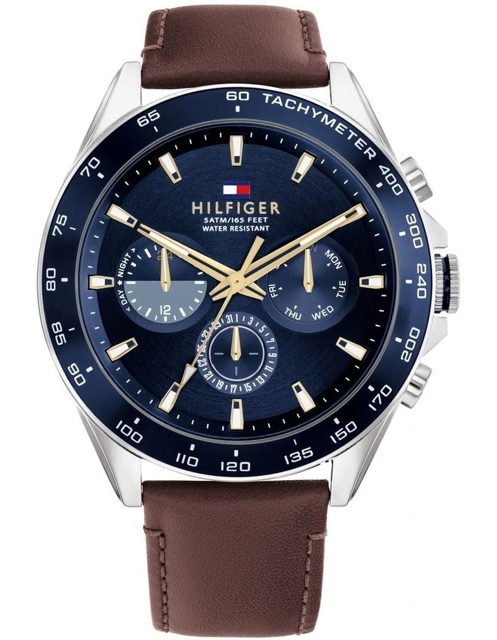 Owen Leather Watch in Brown/Blue