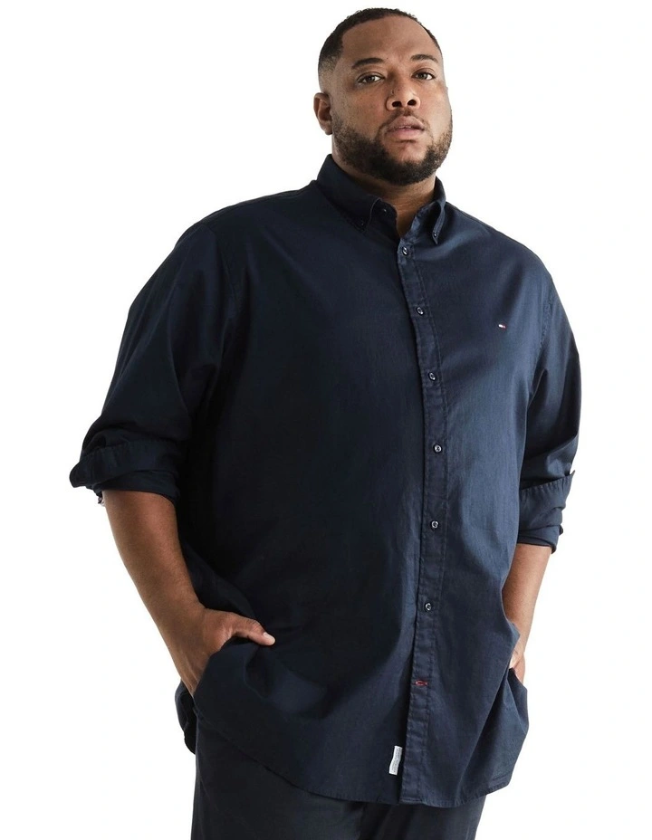 Big and Tall Core Flex Poplin Long Sleeve Shirt in Navy
