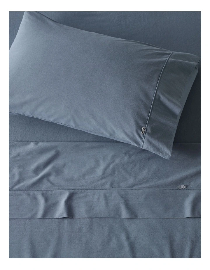 Stonewashed Cotton Flat Sheet in Denim