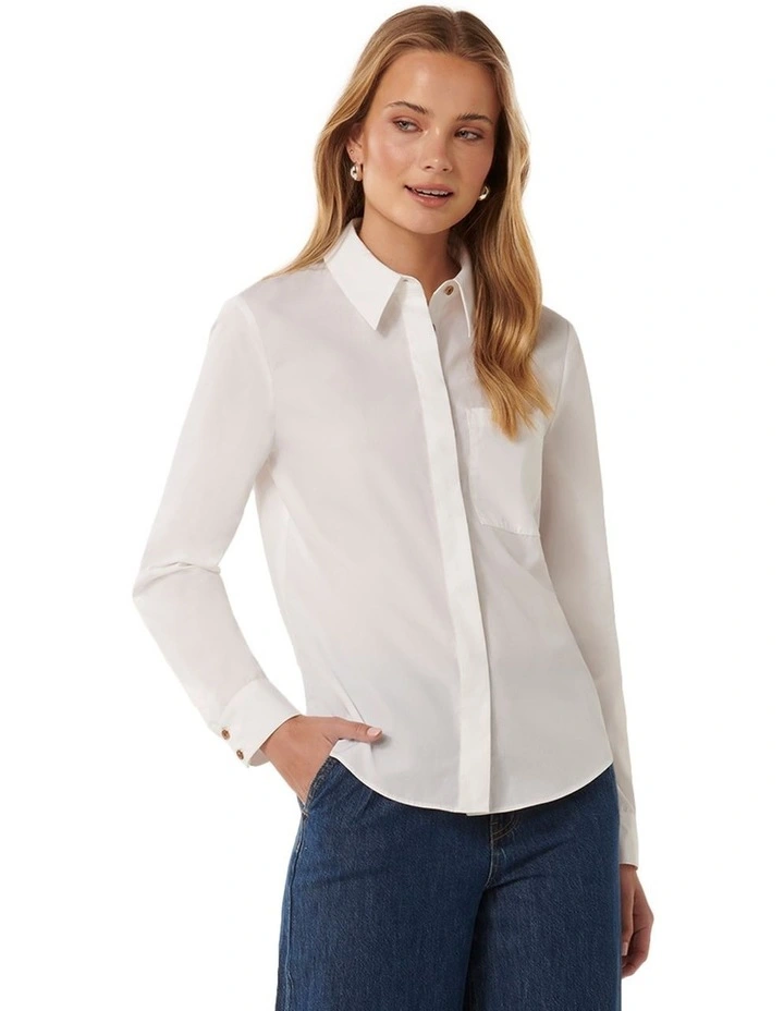 Paige Poplin Shirt in White