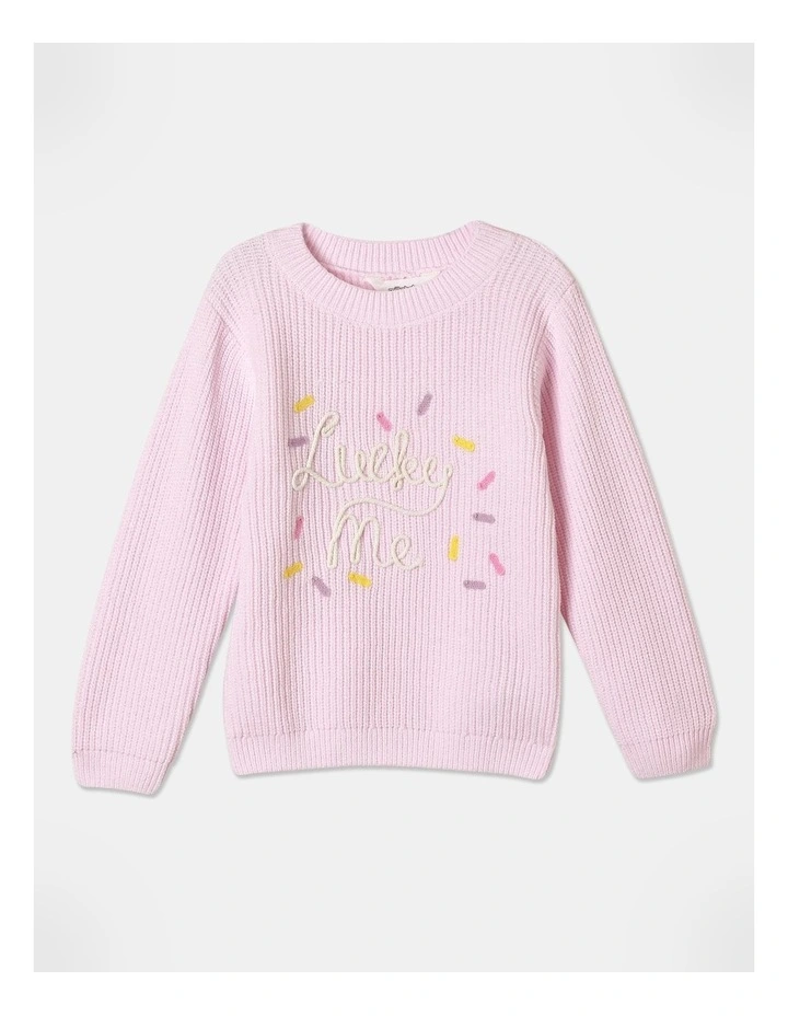 Lucky Me Chenille Sweater (3-8 Years) in Pink