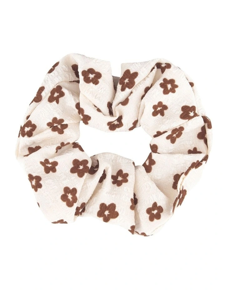 Crepe Floral Scrunchie in Cream Ditsy