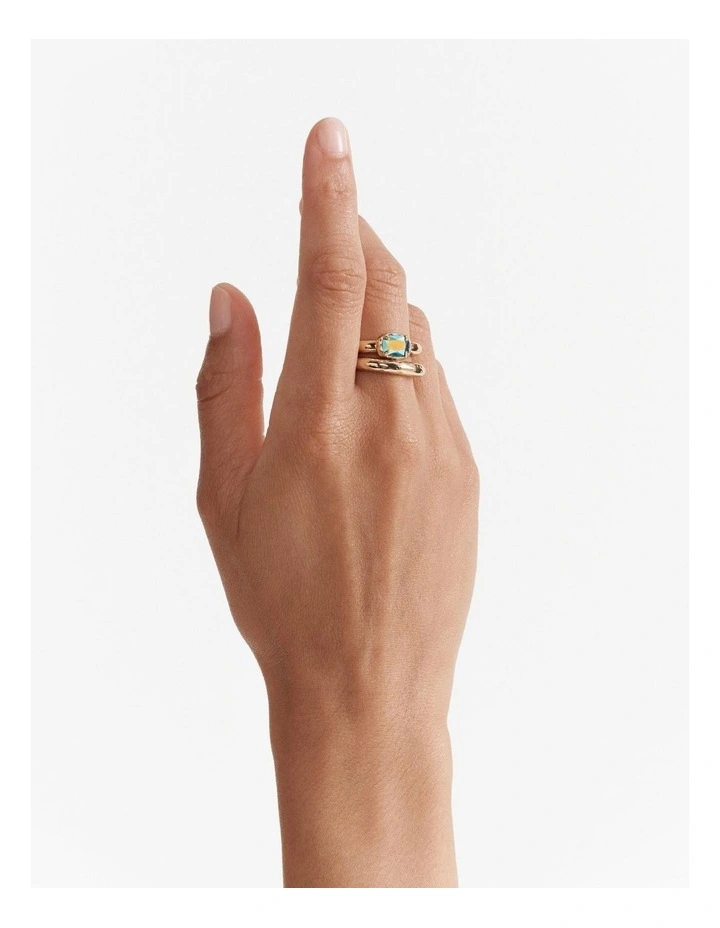 Reflective Ring Set in Green