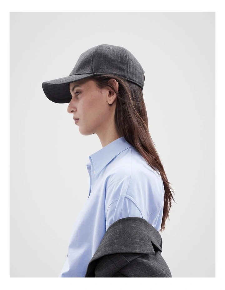 Pinstripe Baseball Cap in Charcoal