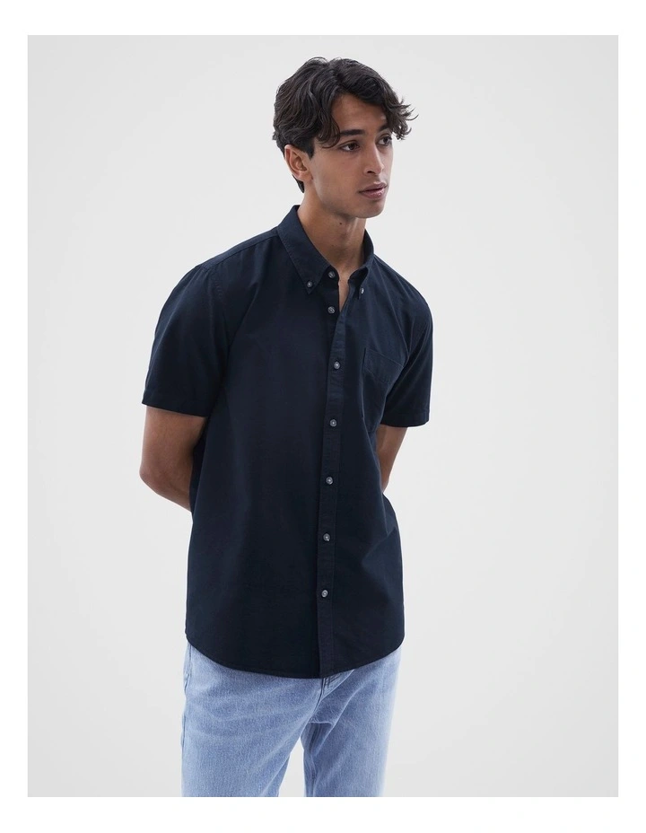 Oxford Short Sleeves Regular Fit Shirt in Blue Marle