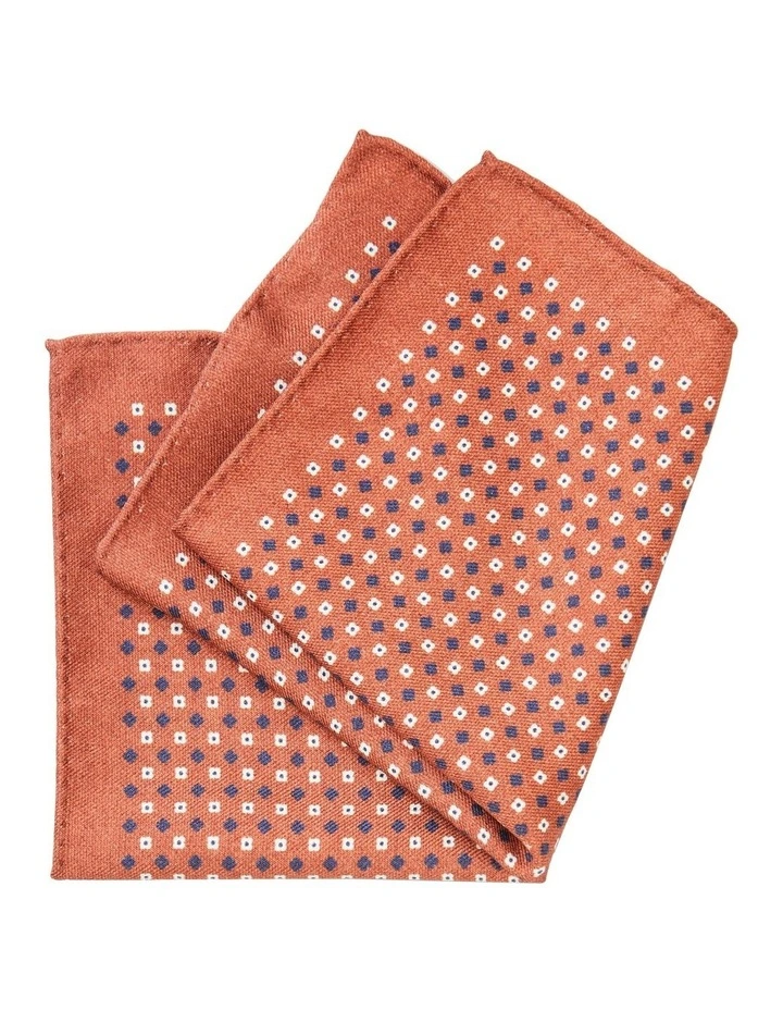 Pocket Square Geometric Print Handkerchiefs in Rust