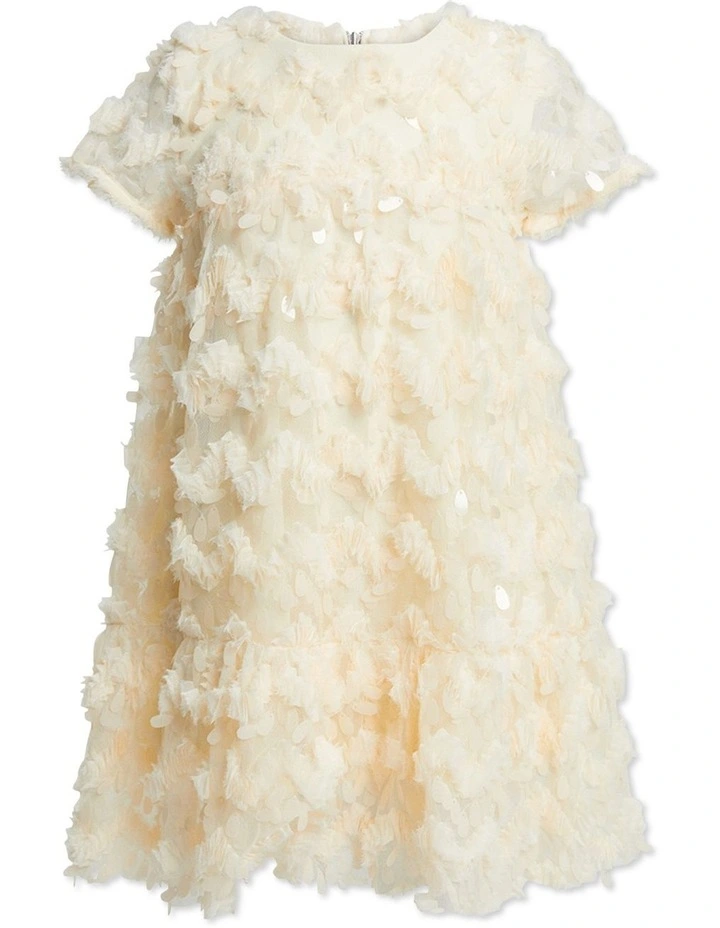Emarie Chiffon Daisy Dress in Cream
