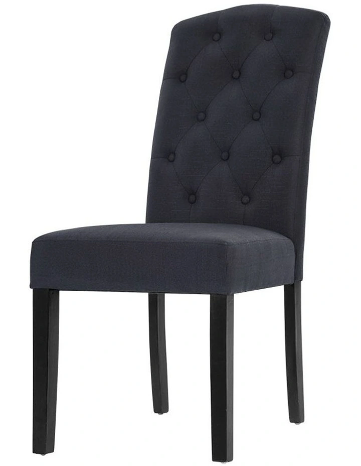 Dining Chairs Linen Parsons Chair Set of 2 in Dark Grey
