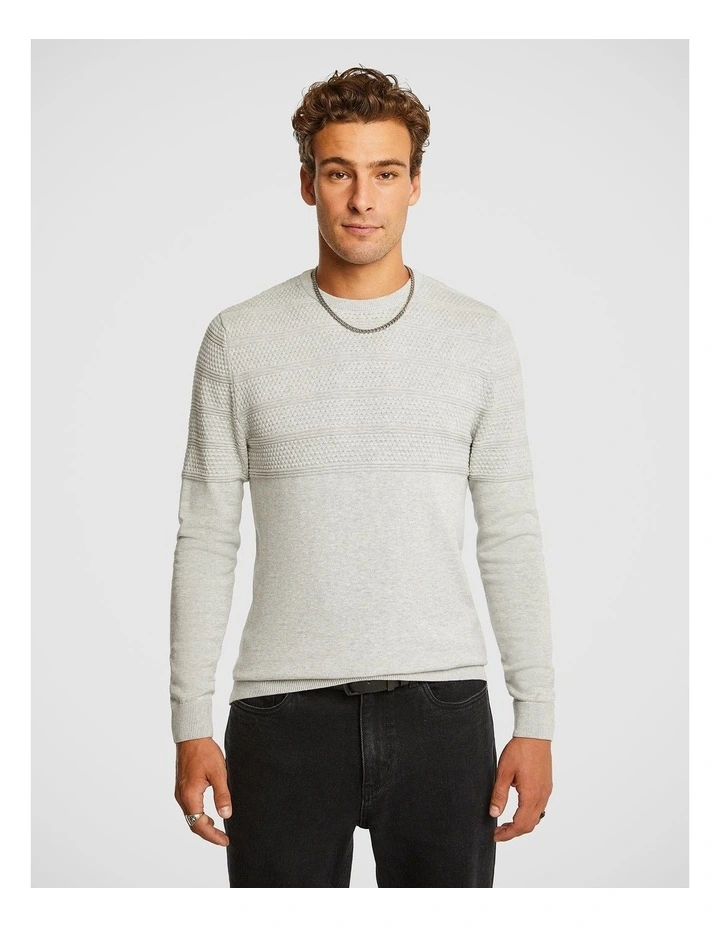 Jones Textured Knit in Mid Grey Marle