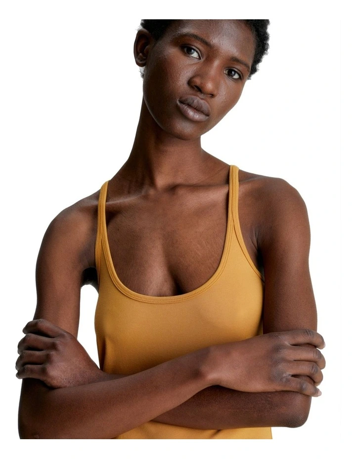 Smooth Cotton Stretch Slip Dress in Vintage Gold