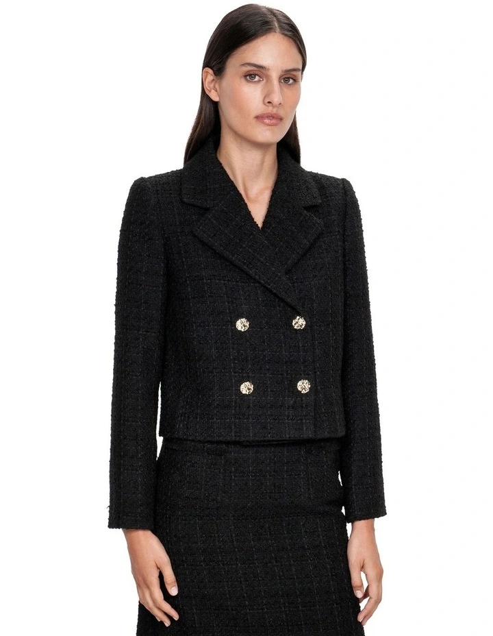Noir Tweed Double Breast Jacket in Black