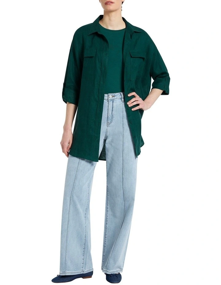Tess Linen Tunic in Teal Green