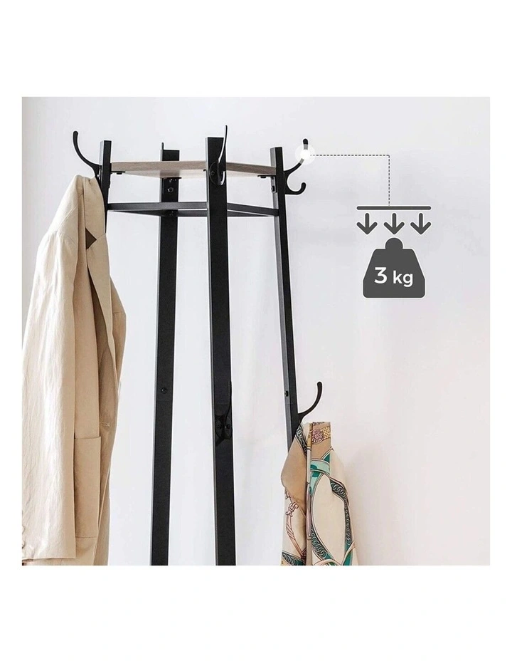 Coat Rack with 3 Shelves Greige in Black