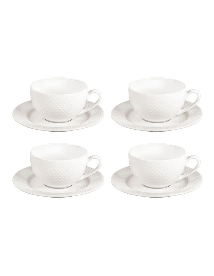 Prominence 4-piece Cup & Saucer Set White