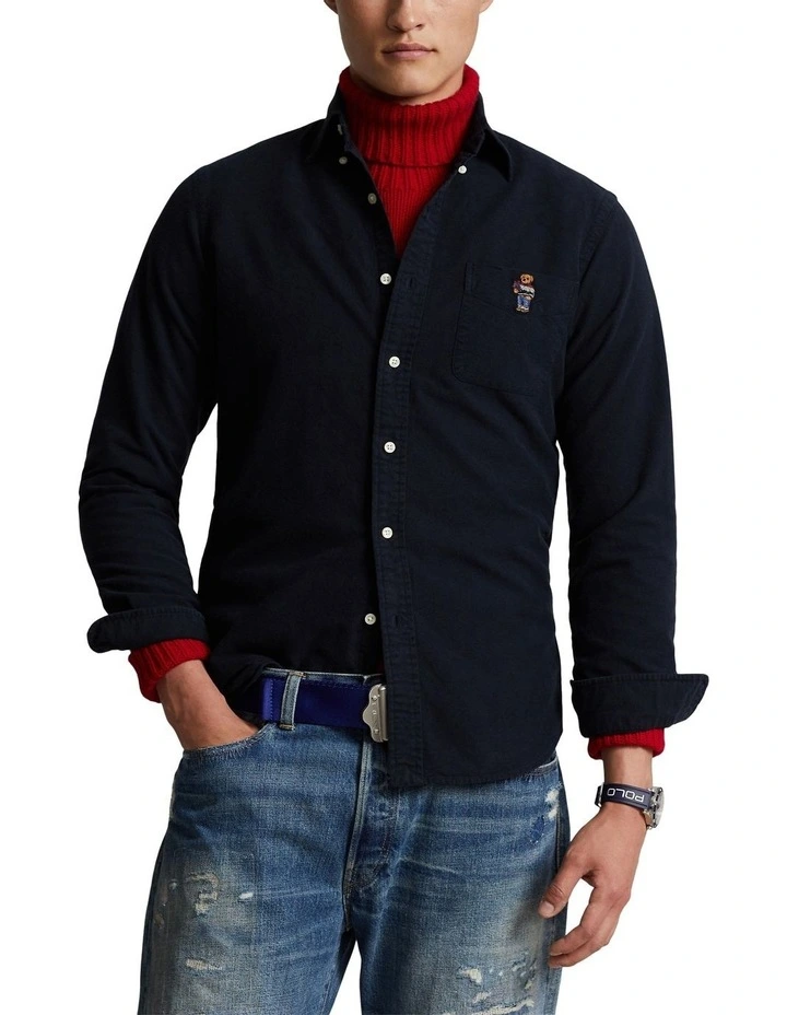Classic Fit Polo Bear Oxford Shirt in Black