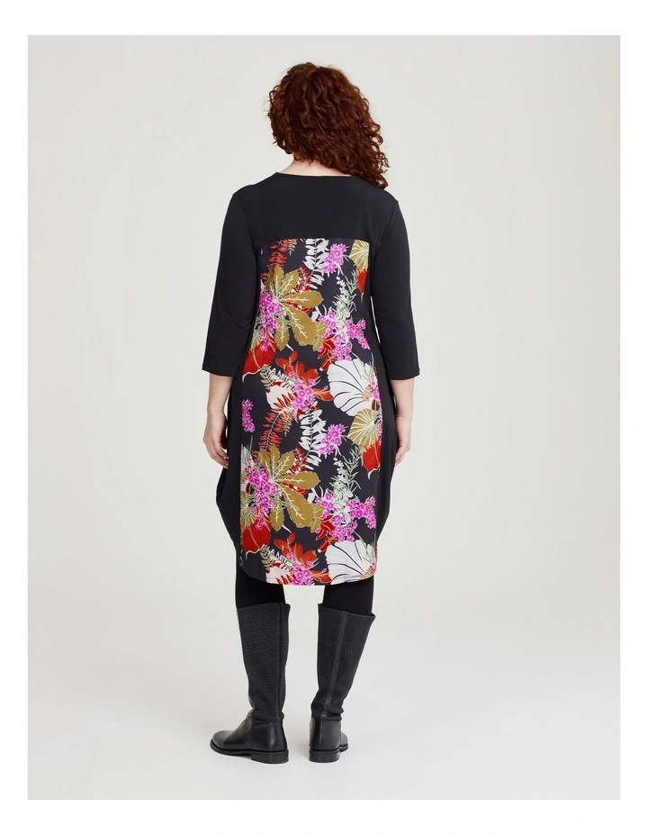 Spliced Floral Luna Dress in Black Print