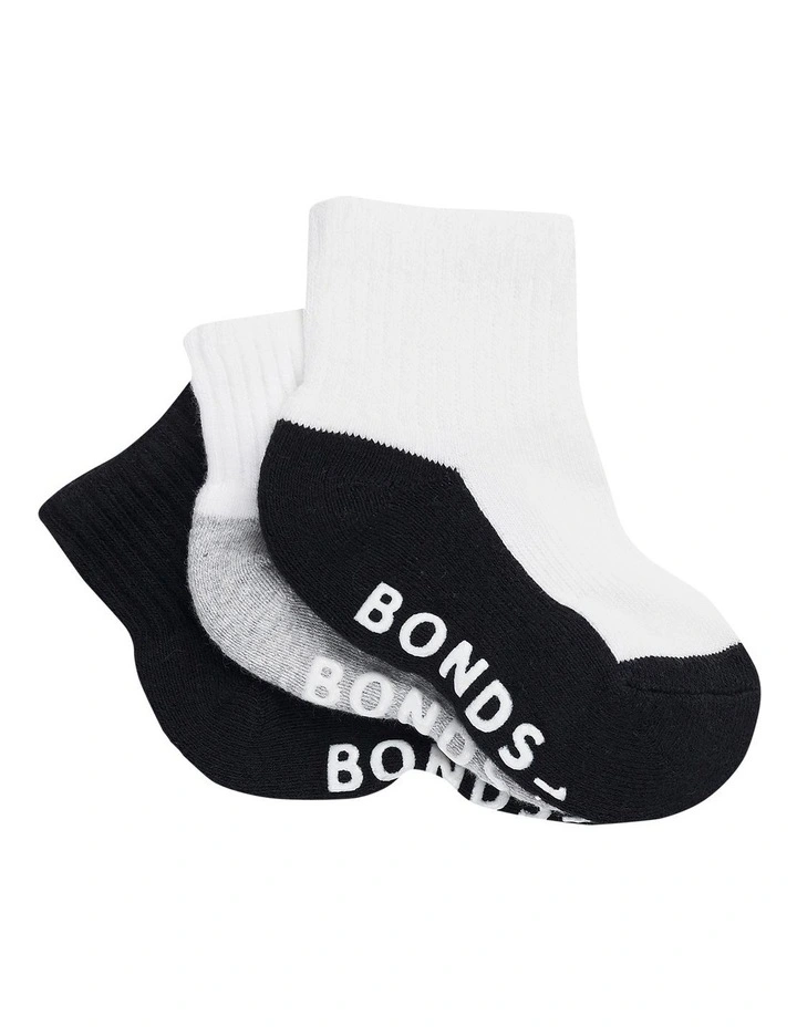 Crew Socks 3 Pack in Black/White