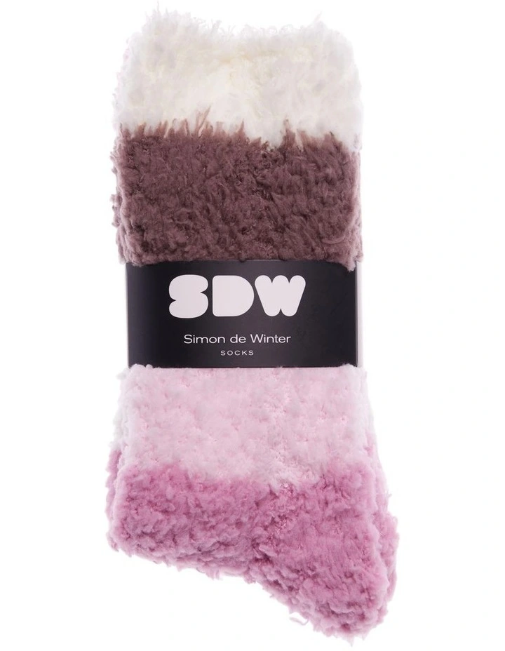Fluffy Yarn Crew Socks 2 Packs in Pink