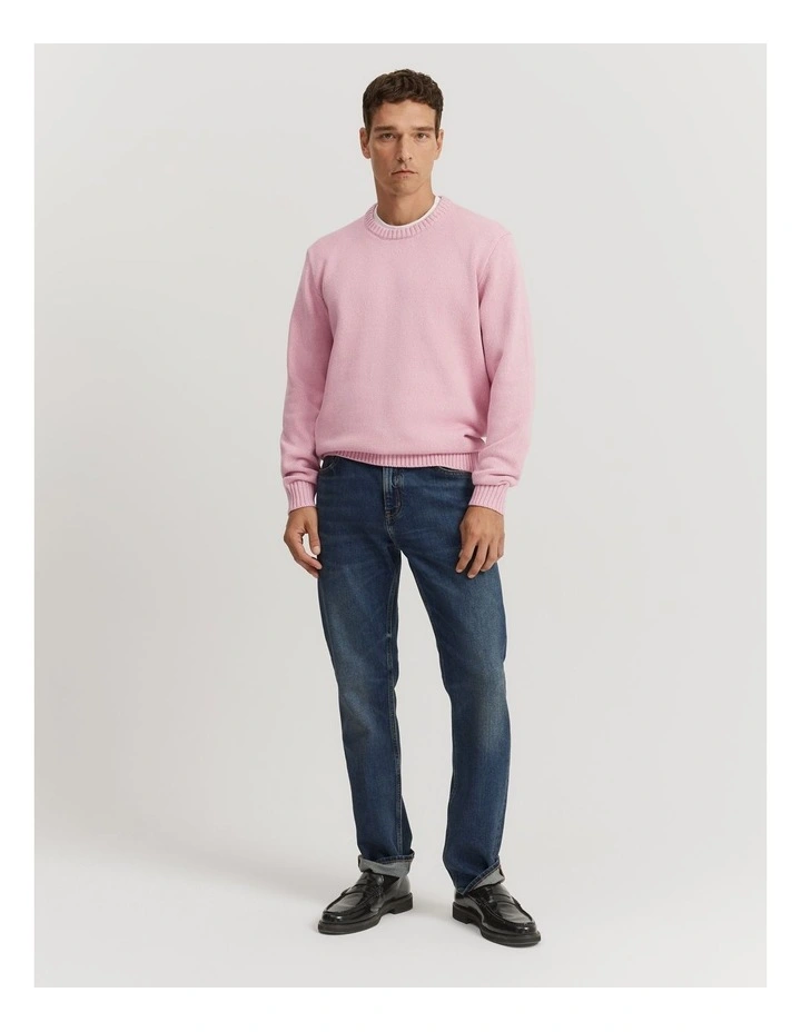 Australian Cotton Crew Knit in Chalk Pink